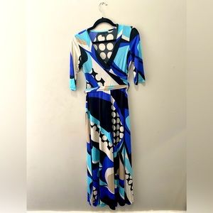 Blue patterned maxi dress